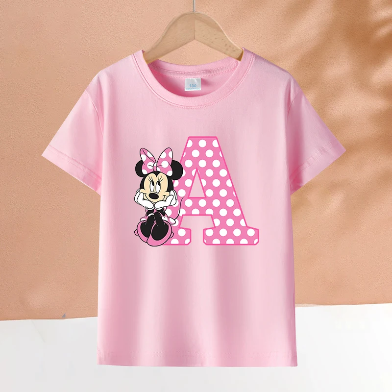 Disney Minnie Mouse Kids Short Sleeve T-shirt Girls Cartoon Summer Casual Tops Kawaii A-Z Letter Tee Shirt Child Birthday Gifts
Disney Minnie Mouse Kids Short Sleeve T-shirt Girls Cartoon Summer Casual Tops Kawaii A-Z Letter Tee Shirt Child Birthday Gifts