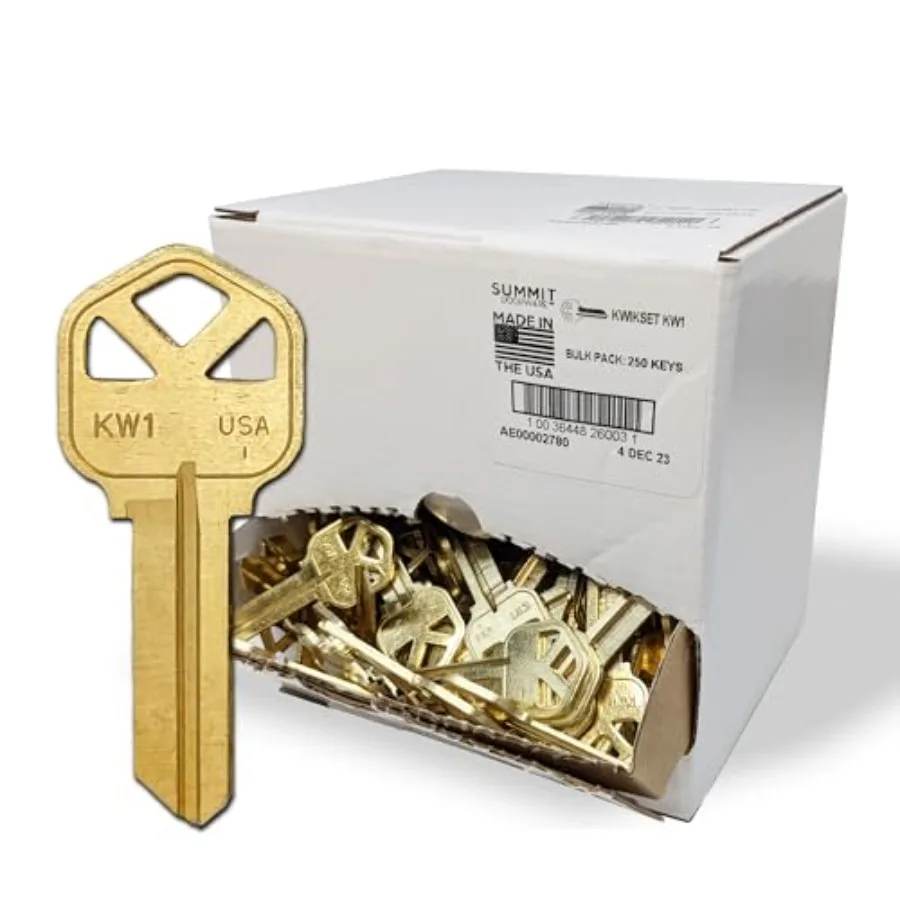 Kwikset Key Blanks in Premium Brass Quality KW1 Uncut Blank Keys for Home and Professional Use Pack of 250 Keys
Kwikset Key Blanks in Premium Brass Quality KW1 Uncut Blank Keys for Home and Professional Use Pack of 250 Keys