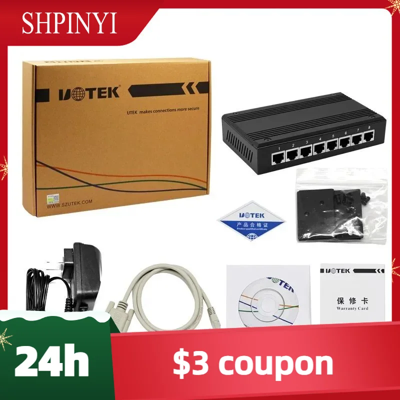 New Hot sales 10 / 100M TCP IP to 8 Ports RS232 RS485 RS422 Serial Device Converter RJ45 RS-232 RS-485 RS-422 Adapter UT-6808
New Hot sales 10 / 100M TCP IP to 8 Ports RS232 RS485 RS422 Serial Device Converter RJ45 RS-232 RS-485 RS-422 Adapter UT-6808