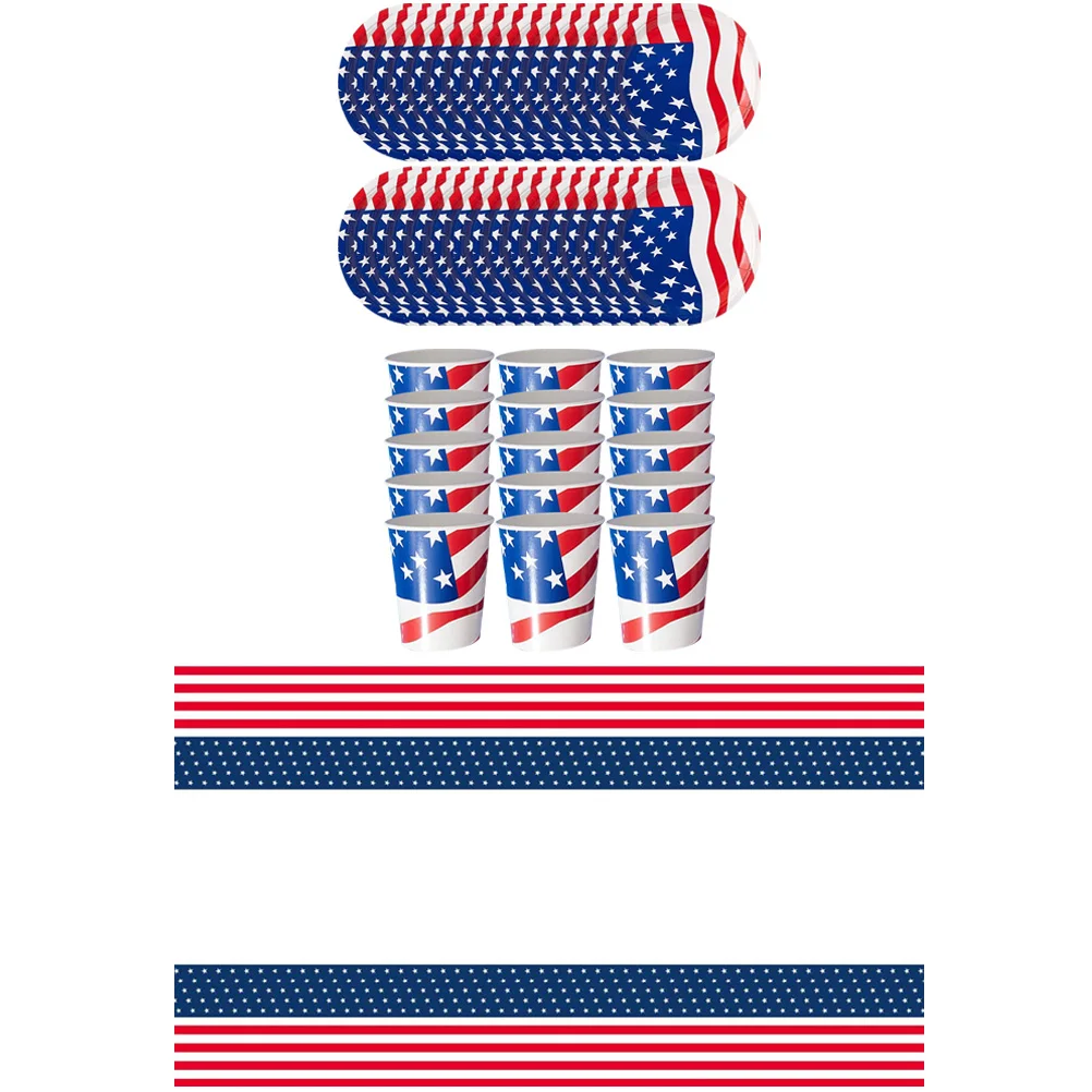 Patriotic Paper Tableware Independence Day Plates Cups Table Cover Blue Disposable Party Supplies American Flag Decorations
Patriotic Paper Tableware Independence Day Plates Cups Table Cover Blue Disposable Party Supplies American Flag Decorations