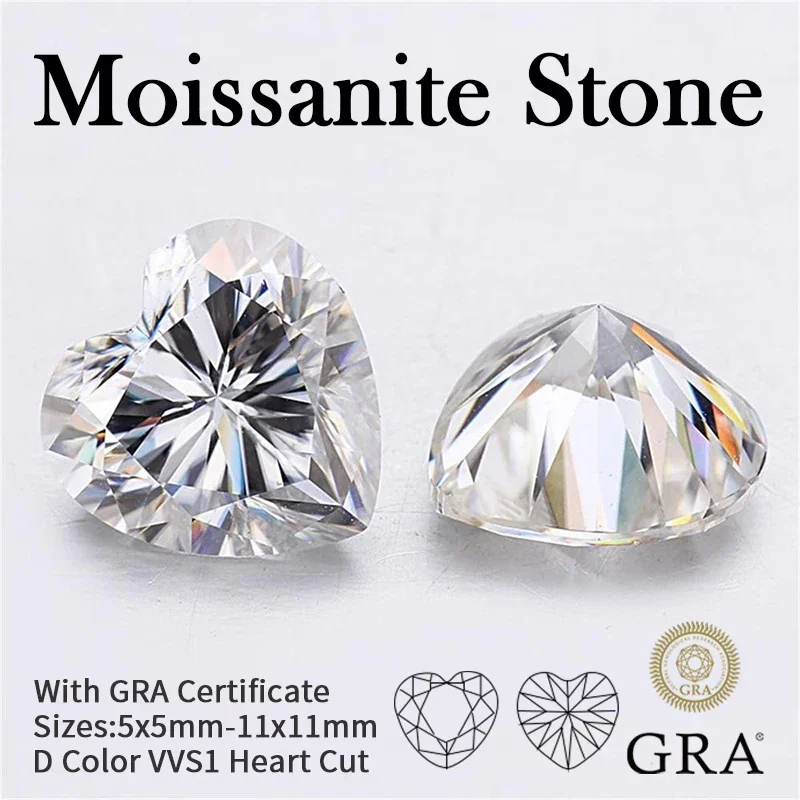 Moissanite Loose Stone Heart Cut VVS1 D Color Pass Diamond Tester Beads for Jewelry Making Rings Pendant with GRA Certificate
Moissanite Loose Stone Heart Cut VVS1 D Color Pass Diamond Tester Beads for Jewelry Making Rings Pendant with GRA Certificate
