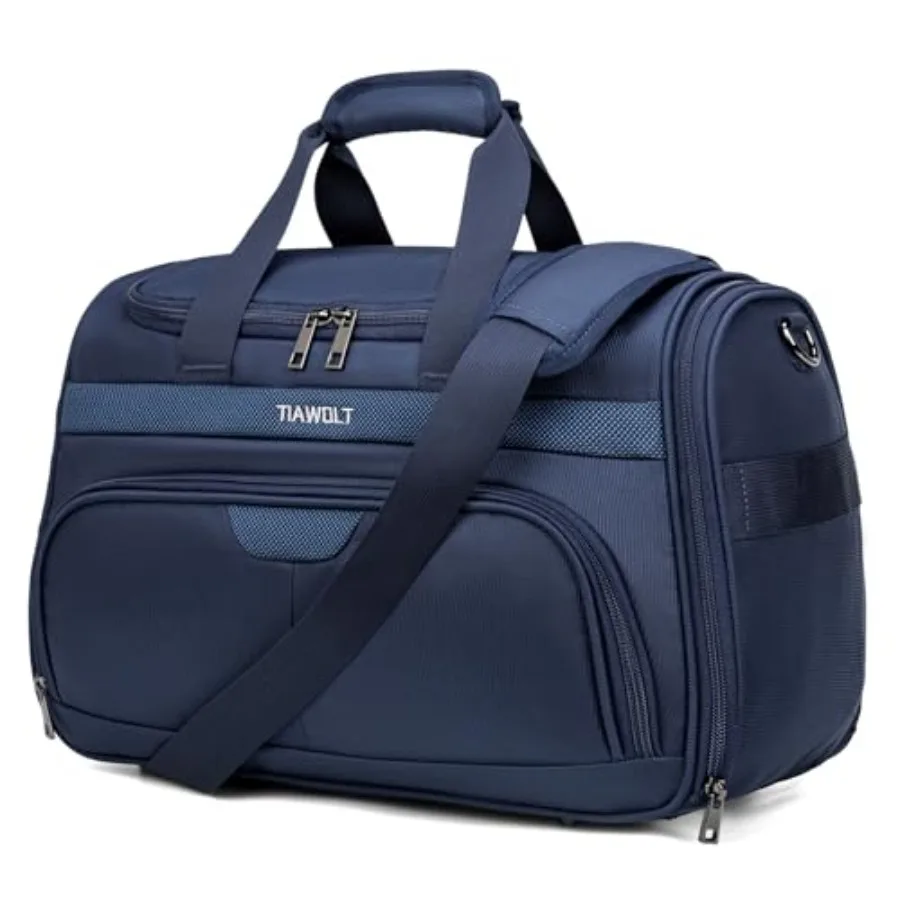 Underseat carry-on luggage bag for travel: soft lightweight nylon in navy blue, foldable design with reinforced handles and exp
Underseat carry-on luggage bag for travel: soft lightweight nylon in navy blue, foldable design with reinforced handles and exp