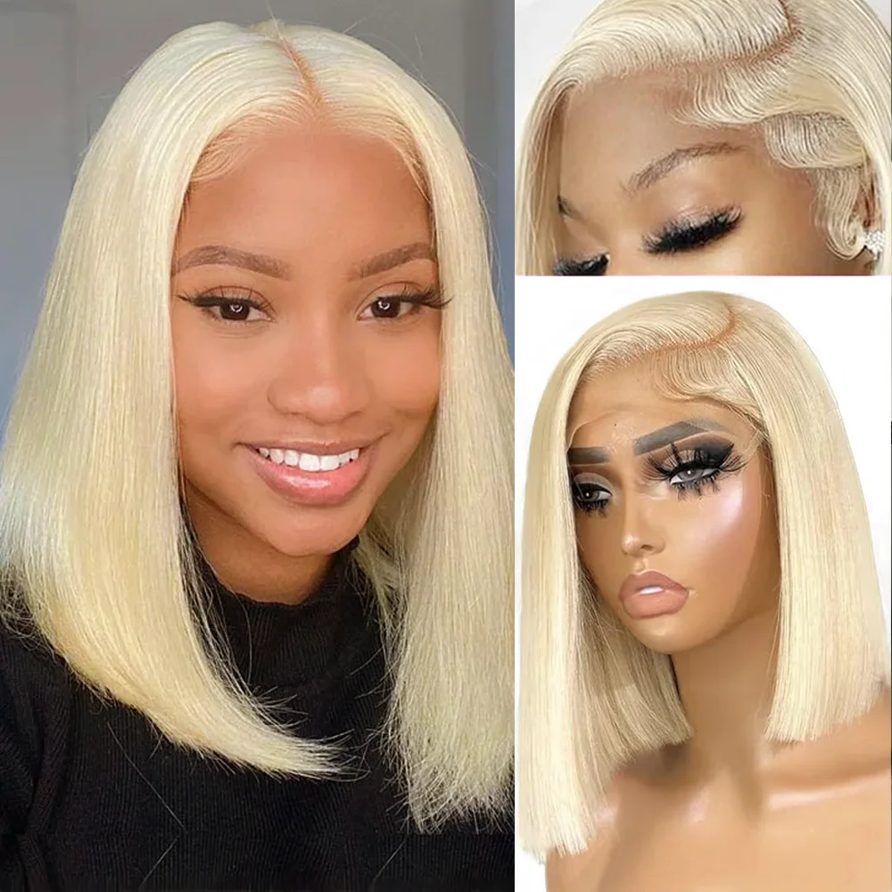 613 Bob Honey Blonde Straight Blonde 13x4 Lace Frontal Wigs HD Brazilian Pre Plucked Lace Front Human Hair Wig 200 Density
613 Bob Honey Blonde Straight Blonde 13x4 Lace Frontal Wigs HD Brazilian Pre Plucked Lace Front Human Hair Wig 200 Density