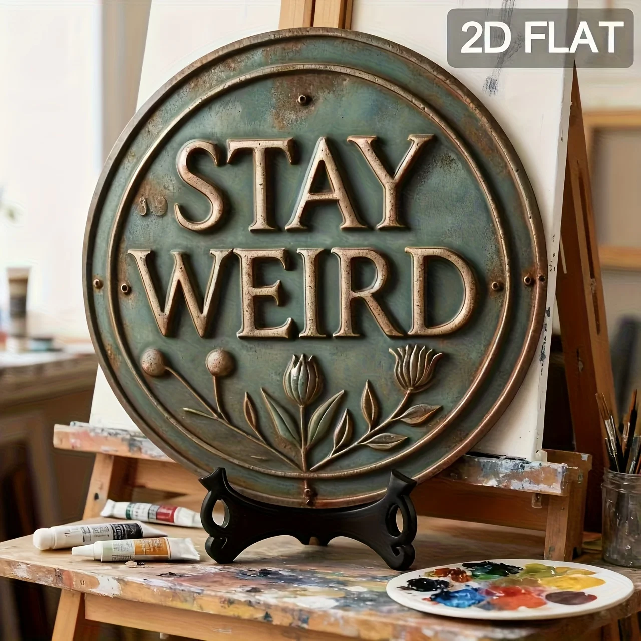 2D Flat, 1pc 2D Flat Vintage Individuality Metal Tin Sign for House Porch Decro, 'Stay Weired', Retro Round 8X8 Inch Aluminum Si
2D Flat, 1pc 2D Flat Vintage Individuality Metal Tin Sign for House Porch Decro, 'Stay Weired', Retro Round 8X8 Inch Aluminum Si