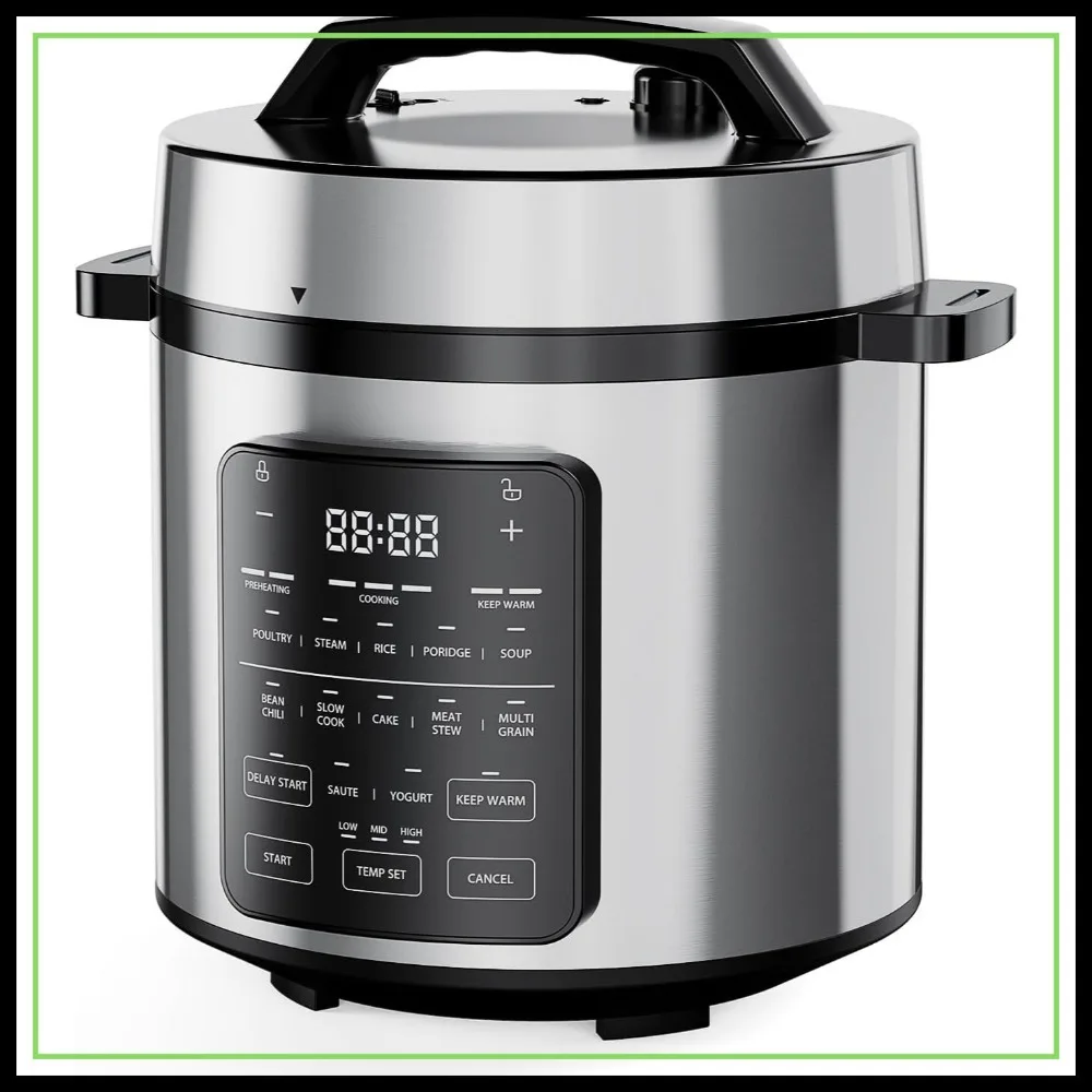 12-in-1 Electric Pressure Cooker 6 QT Stainless Steel Multi Cooker for Rice, Steamer, Slow Cook, Stew, Cake, Porridge
12-in-1 Electric Pressure Cooker 6 QT Stainless Steel Multi Cooker for Rice, Steamer, Slow Cook, Stew, Cake, Porridge