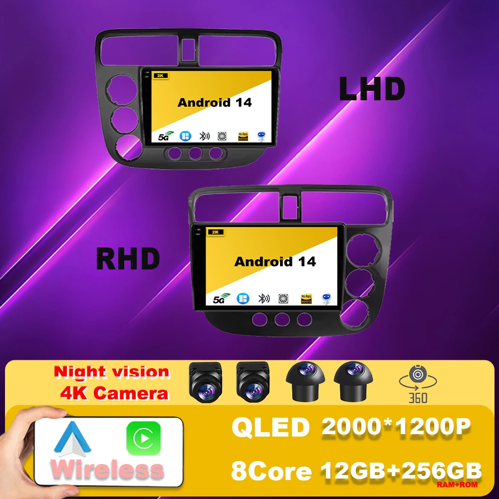 Car Radio Multimedia Video Player For Honda Civic 2000-2006 LHD RHD Android 14 Stereo Navigation GPS Touch Screen 4G WIFI Unit
Car Radio Multimedia Video Player For Honda Civic 2000-2006 LHD RHD Android 14 Stereo Navigation GPS Touch Screen 4G WIFI Unit