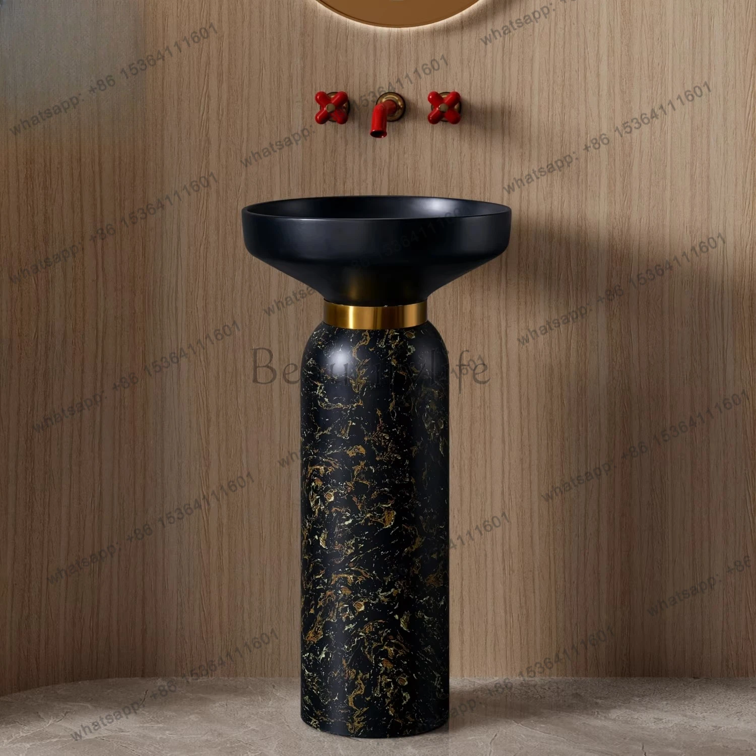 Marbled floor-standing column basin hotel B&B washbasin
Marbled floor-standing column basin hotel B&B washbasin