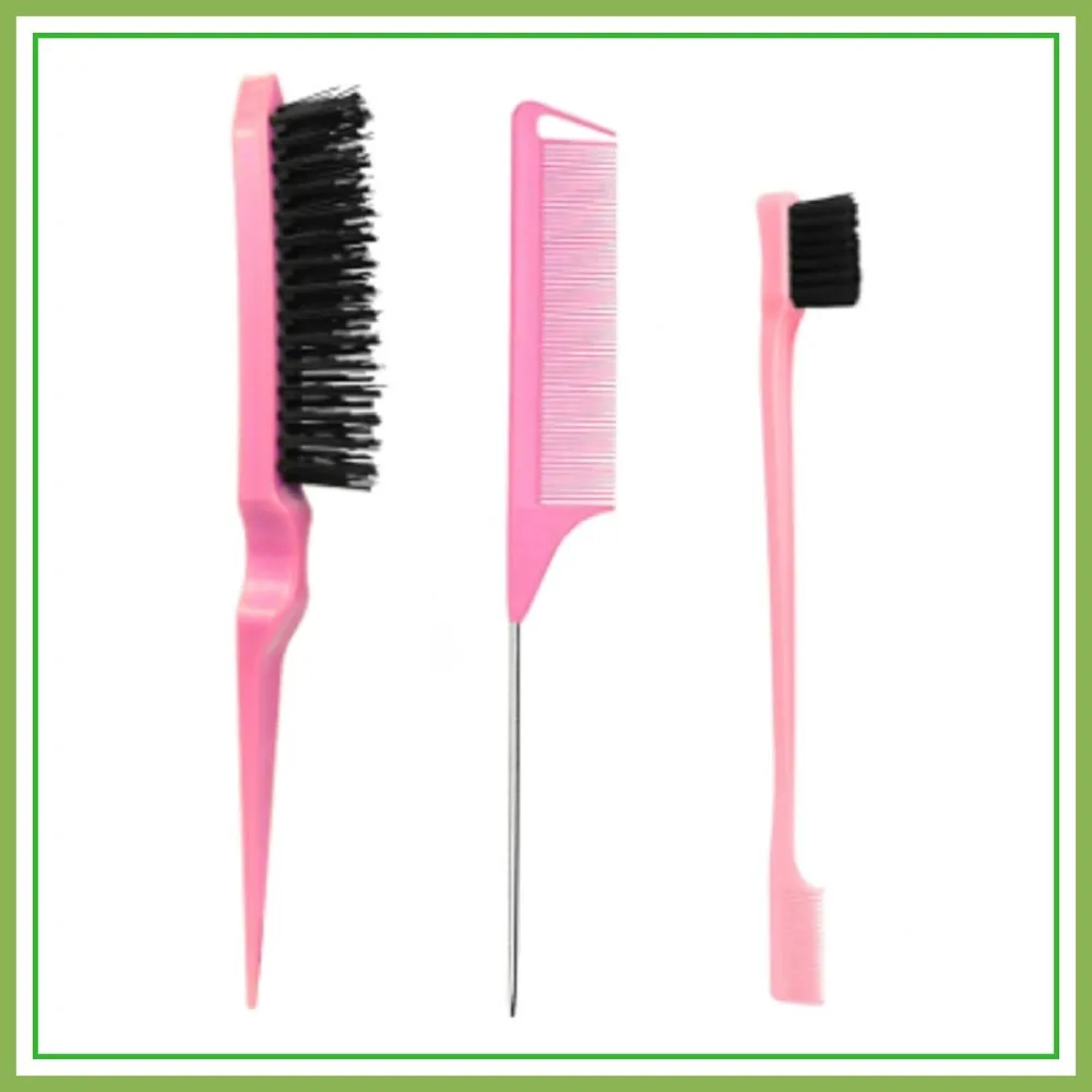 3 Pcs Pink Hair Brush Set: Slick Back, Rat Tail, Teasing Comb for Smoothing Hair
3 Pcs Pink Hair Brush Set: Slick Back, Rat Tail, Teasing Comb for Smoothing Hair