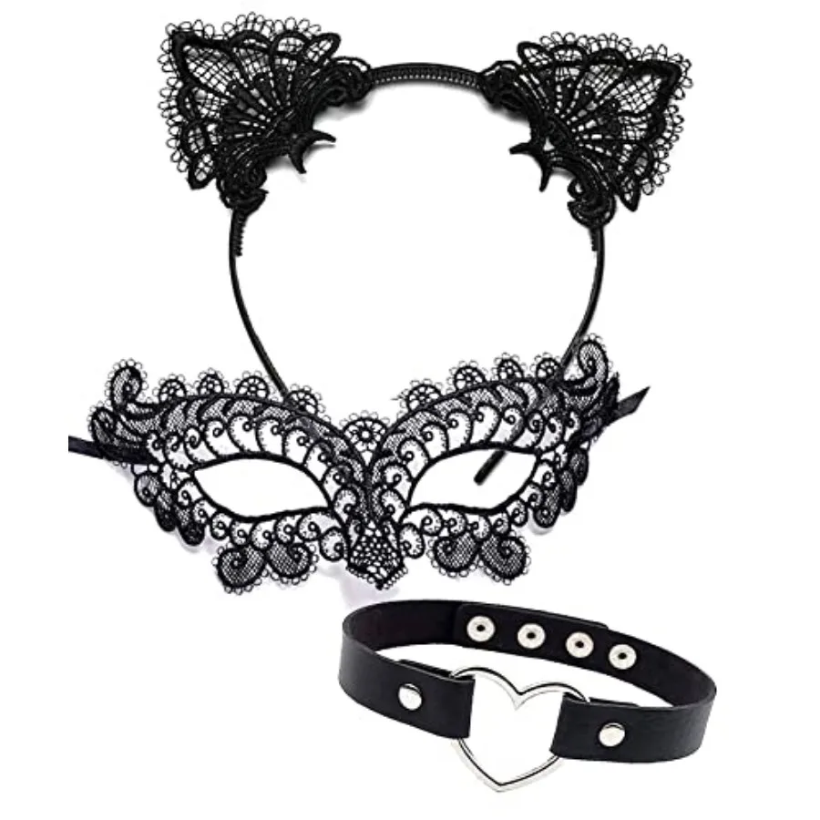 OLYPHAN Black Cat Costume Accessories Cat Woman Sexy Costume for Women Halloween Masquerade Mask Adult, Lace Ears and Heart Cho
OLYPHAN Black Cat Costume Accessories Cat Woman Sexy Costume for Women Halloween Masquerade Mask Adult, Lace Ears and Heart Cho