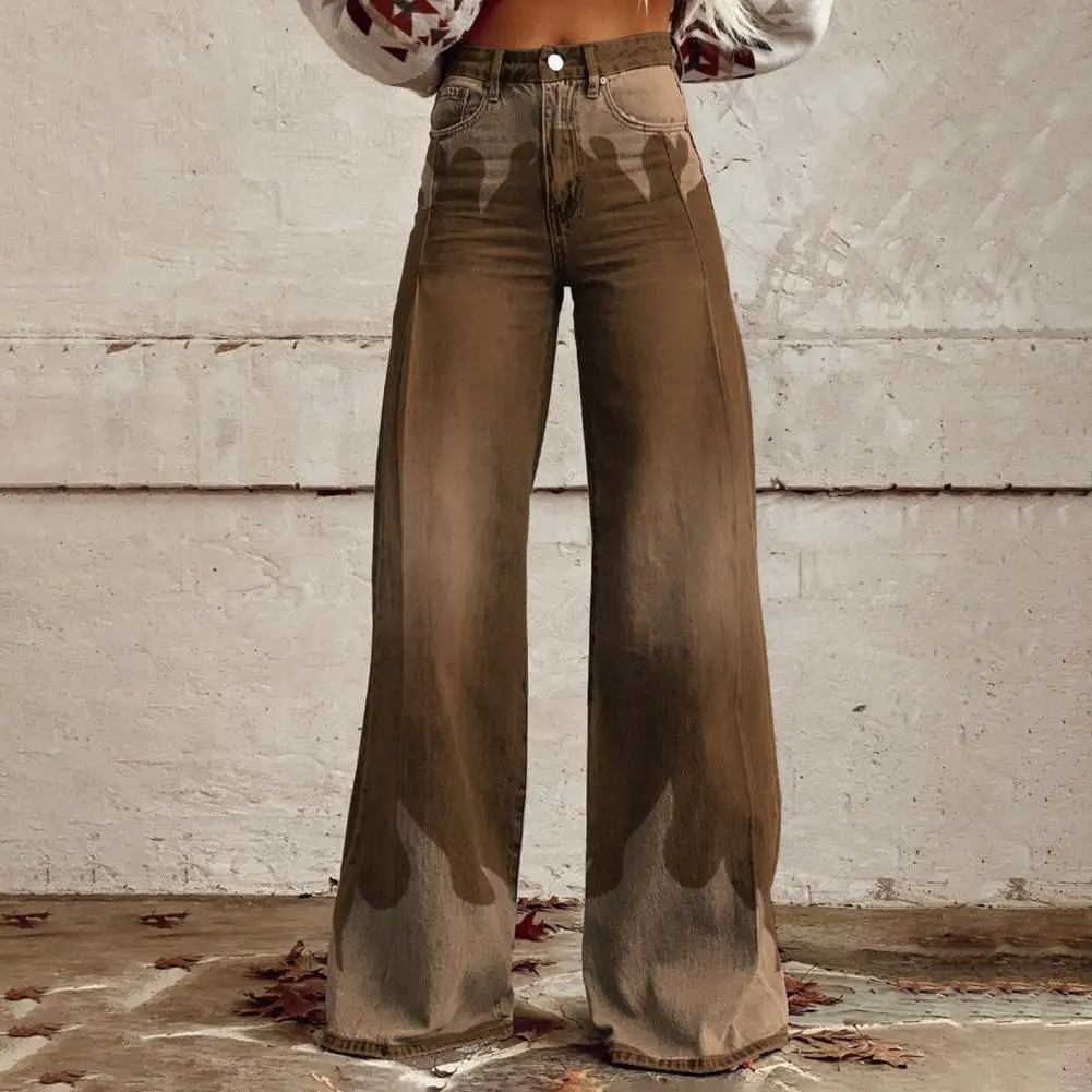 Women Wide Leg Pants High Waist 3D Print Casual Trousers with Pockets Button Zipper Closure Denim Pants
Women Wide Leg Pants High Waist 3D Print Casual Trousers with Pockets Button Zipper Closure Denim Pants