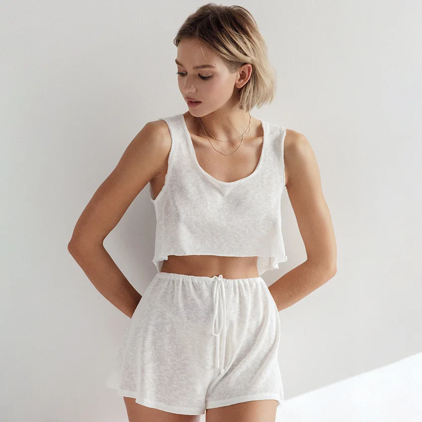 HG Summer European and American new soft loose vest shorts two-piece set casual and comfortable women's home clothes
HG Summer European and American new soft loose vest shorts two-piece set casual and comfortable women's home clothes