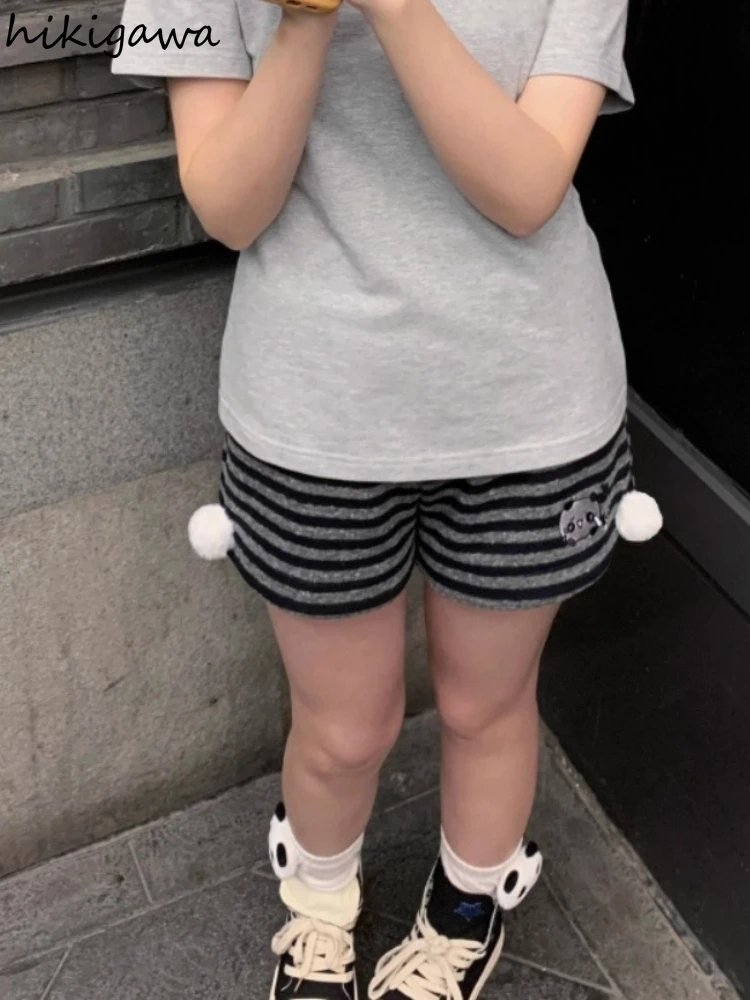 Women's Clothing Striped Panda Embroidery Shorts Pantalones Cortos De Mujer Fashion Summer Casual Cute Japanese Ropa De Mujer
Women's Clothing Striped Panda Embroidery Shorts Pantalones Cortos De Mujer Fashion Summer Casual Cute Japanese Ropa De Mujer