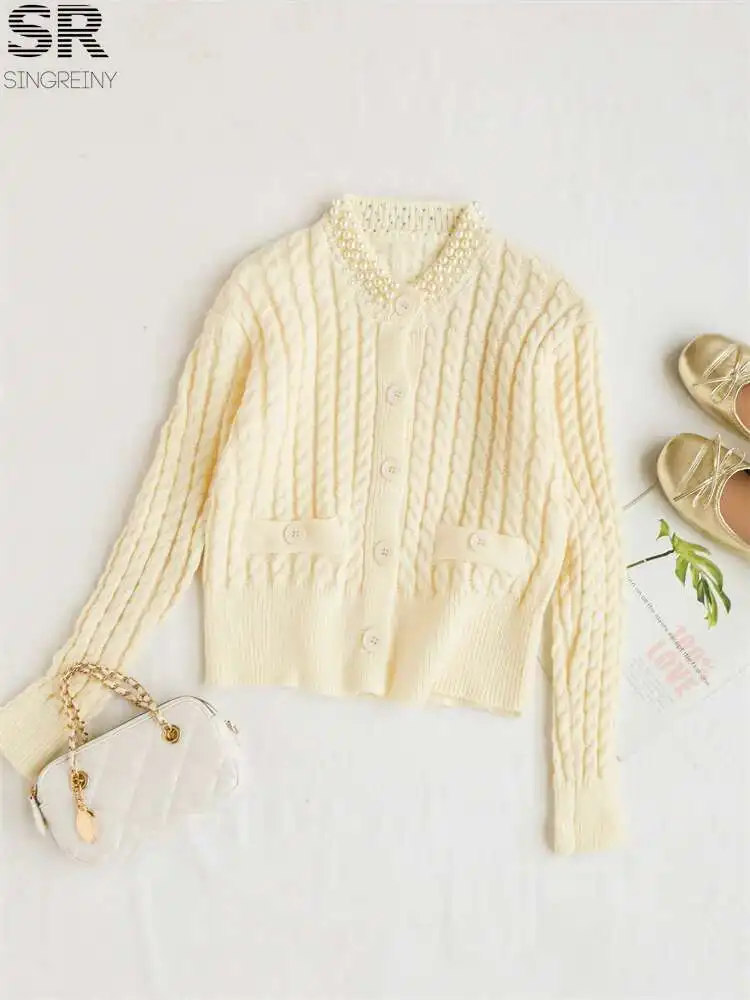 BabYoung Pearl Design Knitted Cardigan Autumn Winter Long Sleeve V Neck Single Breasted Fashion Casual Basics Thick Sweater
BabYoung Pearl Design Knitted Cardigan Autumn Winter Long Sleeve V Neck Single Breasted Fashion Casual Basics Thick Sweater