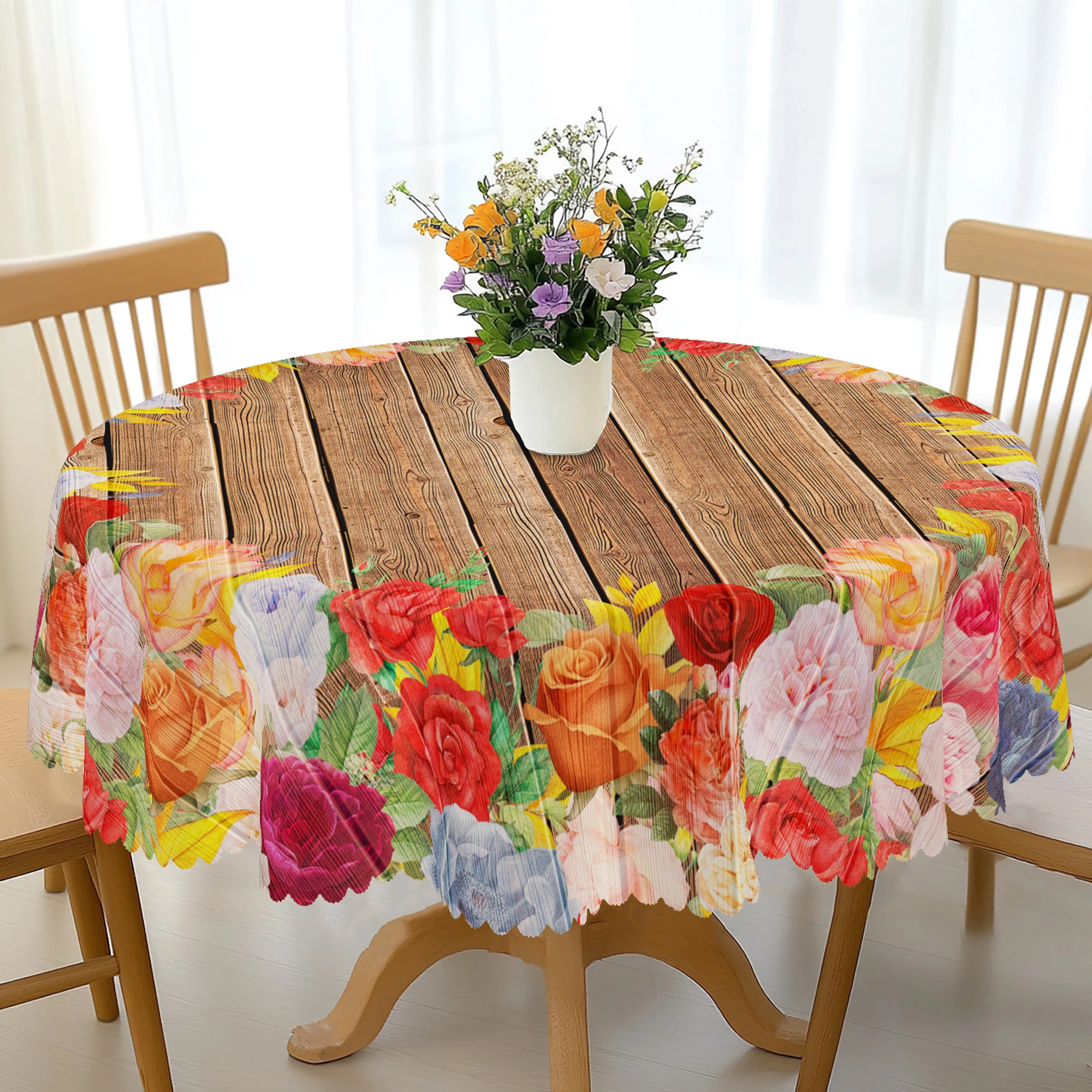 1Pc Vivid Rose Pattern Wooden Texture Tablecloth - Polyester for Spring and Summer Decoration, Weddings, Parties, Cafe, Restaurant, Indoor/Outdoor Use, Indoor and Outdoor Decoration | Floral Tablecloth
1Pc Vivid Rose Pattern Wooden Texture Tablecloth - Polyester for Spring and Summer Decoration, Weddings, Parties, Cafe, Restaurant, Indoor/Outdoor Use, Indoor and Outdoor Decoration | Floral Tablecloth