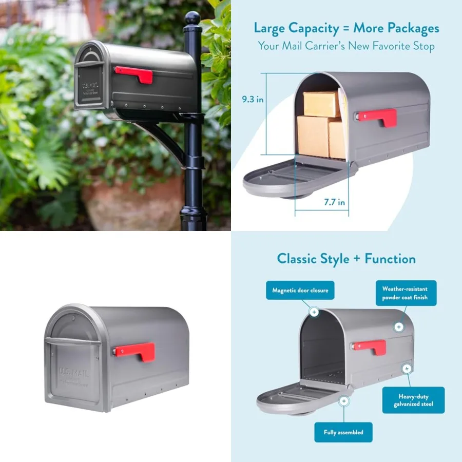 Mapleton™ Heavy Duty Steel Metal Post Mounted Mail Box for Outside,,Large Curbside Mailbox with Magnetic Latch
Mapleton™ Heavy Duty Steel Metal Post Mounted Mail Box for Outside,,Large Curbside Mailbox with Magnetic Latch
