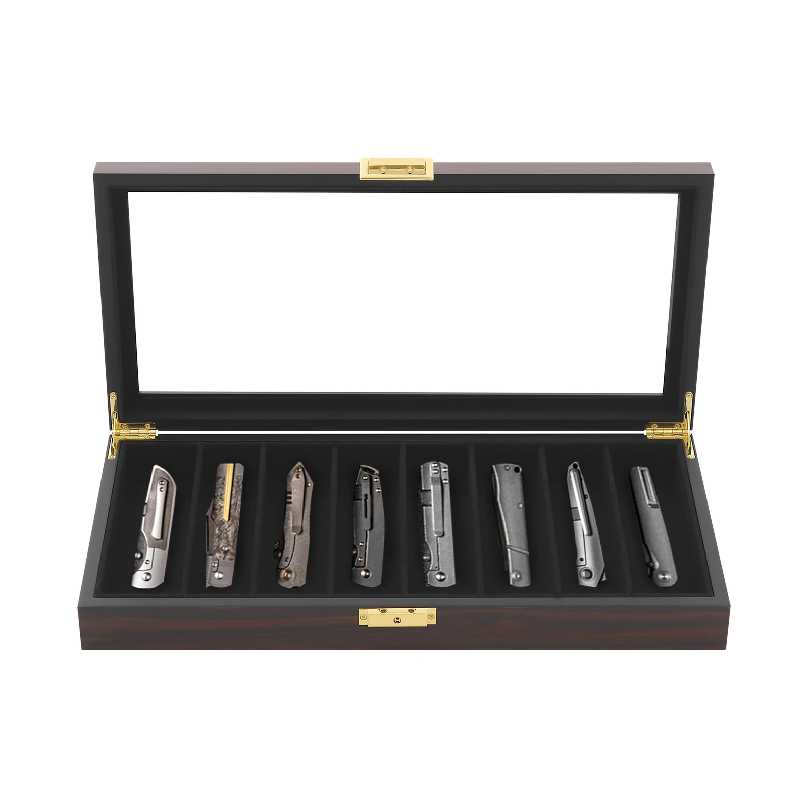 40*19cm Knife Display Case Ebony Knife Storage Box Rectangular Knife Display Case Organizer With Metal Hinges
40*19cm Knife Display Case Ebony Knife Storage Box Rectangular Knife Display Case Organizer With Metal Hinges