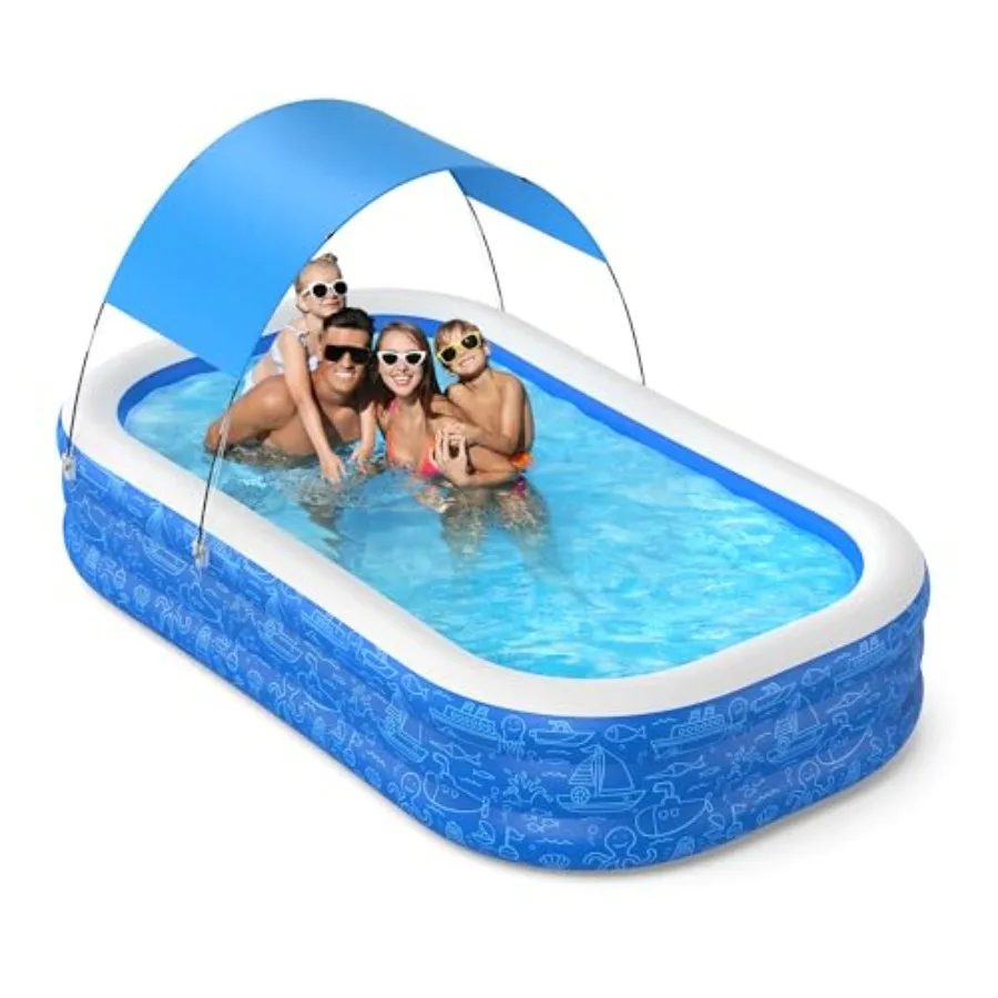 Large Inflatable Swimming Pool with Removable Canopy 150" x 70" x 20" Full-Sized Kiddie Pool for and Adults Outdoor Blow-Up Poo
Large Inflatable Swimming Pool with Removable Canopy 150" x 70" x 20" Full-Sized Kiddie Pool for and Adults Outdoor Blow-Up Poo
