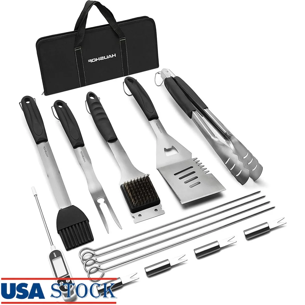 15PC Heavy Duty Stainless Steel BBQ Grill Accessories Set Spatula Fork Tongs Brush Skewers Thermometer Carry Bag Outdoor Cooking
15PC Heavy Duty Stainless Steel BBQ Grill Accessories Set Spatula Fork Tongs Brush Skewers Thermometer Carry Bag Outdoor Cooking