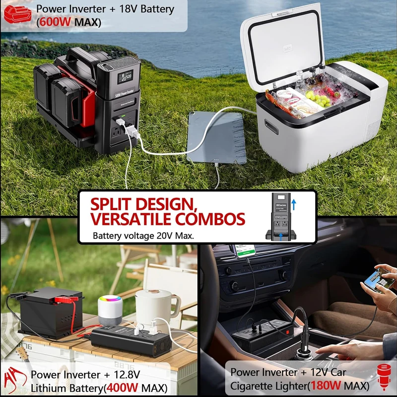 500W Pure Sine Wave Power Inverter for Milwaukee18V Battery DC18V to AC120V Car Charger Plug charging Adapter for Camping Travel
500W Pure Sine Wave Power Inverter for Milwaukee18V Battery DC18V to AC120V Car Charger Plug charging Adapter for Camping Travel