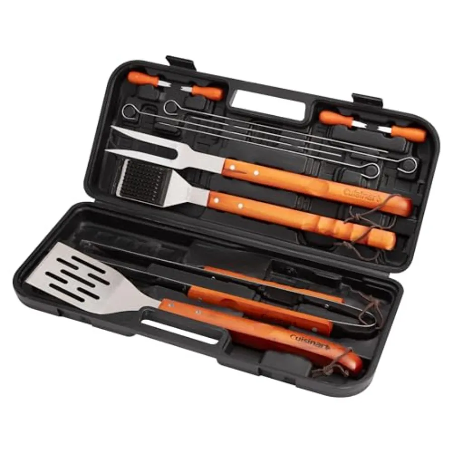13-Piece Wooden Handle Grill Tools Set, Grill Utensils Set BBQ Accessories, Durable Stainless Steel Spatula, Tongs, Cleaning Br
13-Piece Wooden Handle Grill Tools Set, Grill Utensils Set BBQ Accessories, Durable Stainless Steel Spatula, Tongs, Cleaning Br