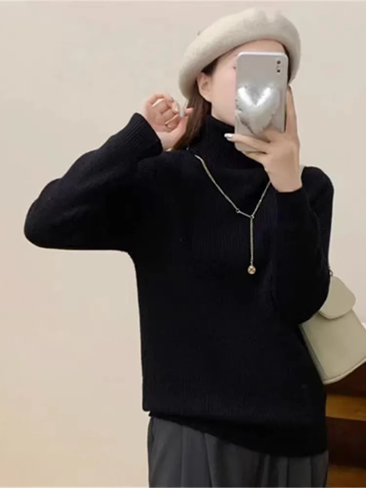Thiened Fce High Collar Knitted Sweater Women's Loose Winter Autumn Thermal Long Sve Top Pure Color Blo Sle
Thiened Fce High Collar Knitted Sweater Women's Loose Winter Autumn Thermal Long Sve Top Pure Color Blo Sle