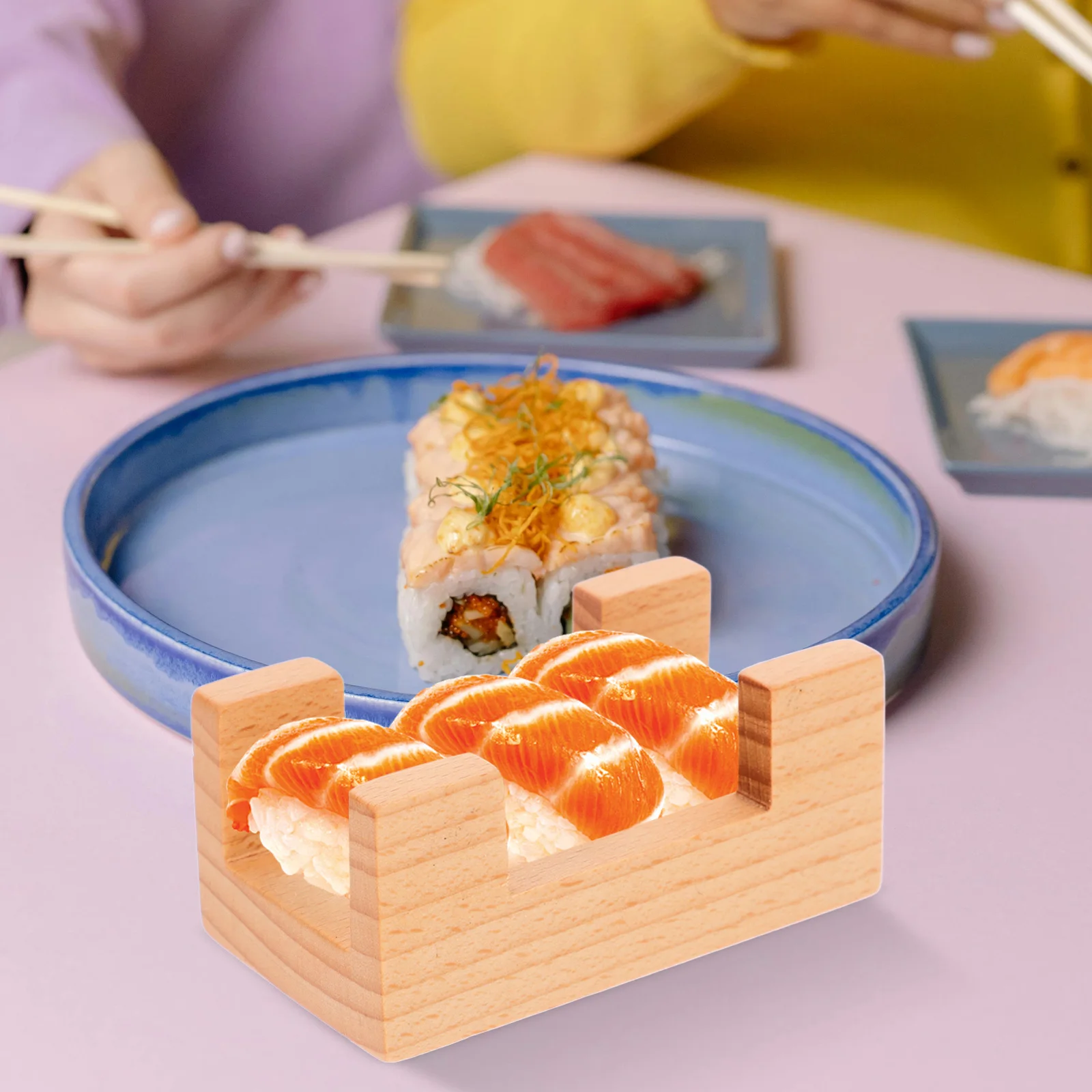 1pcs Japanese Reusable Tray Elegant Rack Sushi Roll Holder Wooden Serving Tray Restaurant Sushi Dish Wear Resistant
1pcs Japanese Reusable Tray Elegant Rack Sushi Roll Holder Wooden Serving Tray Restaurant Sushi Dish Wear Resistant