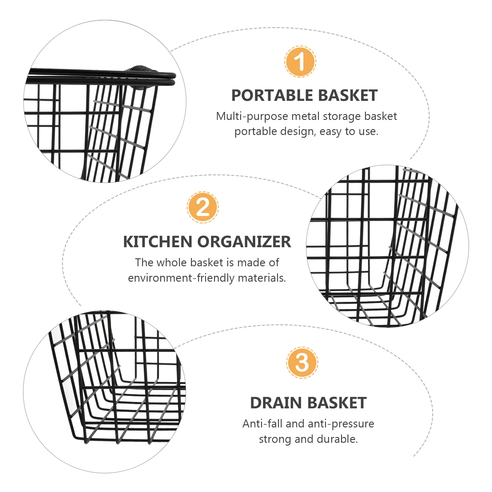 1Pcs Portable Metal Drain Basket Black Kitchen Organizer Multi Purpose Storage Basket Fruit Vegetable Holder Handled Easy Carry
1Pcs Portable Metal Drain Basket Black Kitchen Organizer Multi Purpose Storage Basket Fruit Vegetable Holder Handled Easy Carry