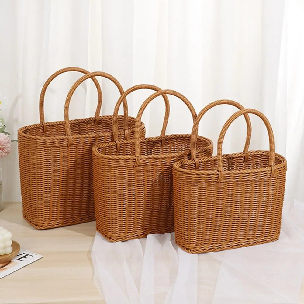 Durable Imitation Rattan Fruit Baskets Rectangle Plastic Shoulder Bag Large Capacity Universal Handbag for Fruit Vegetables
Durable Imitation Rattan Fruit Baskets Rectangle Plastic Shoulder Bag Large Capacity Universal Handbag for Fruit Vegetables