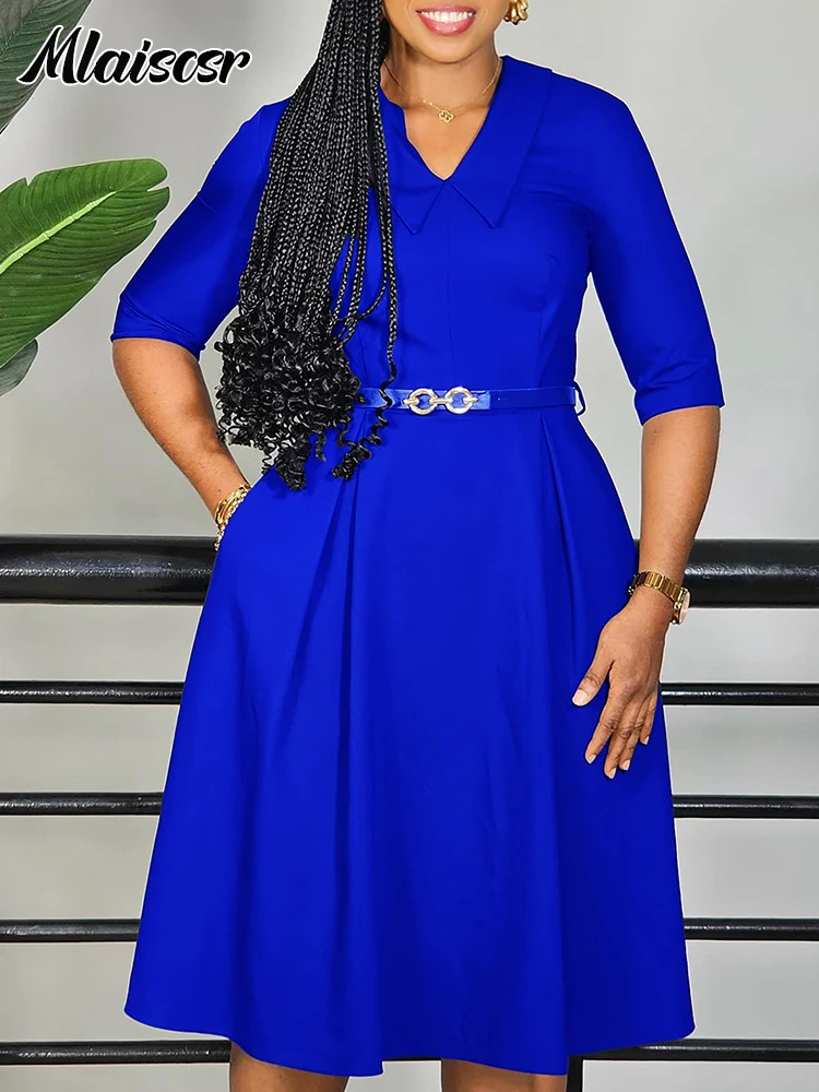 Mlaiscsr Elegant Office Work A Line Pleated Blue Mid Dresses Women Short Sleeves Lapel Birthday Evening Night African Vestidos
Mlaiscsr Elegant Office Work A Line Pleated Blue Mid Dresses Women Short Sleeves Lapel Birthday Evening Night African Vestidos