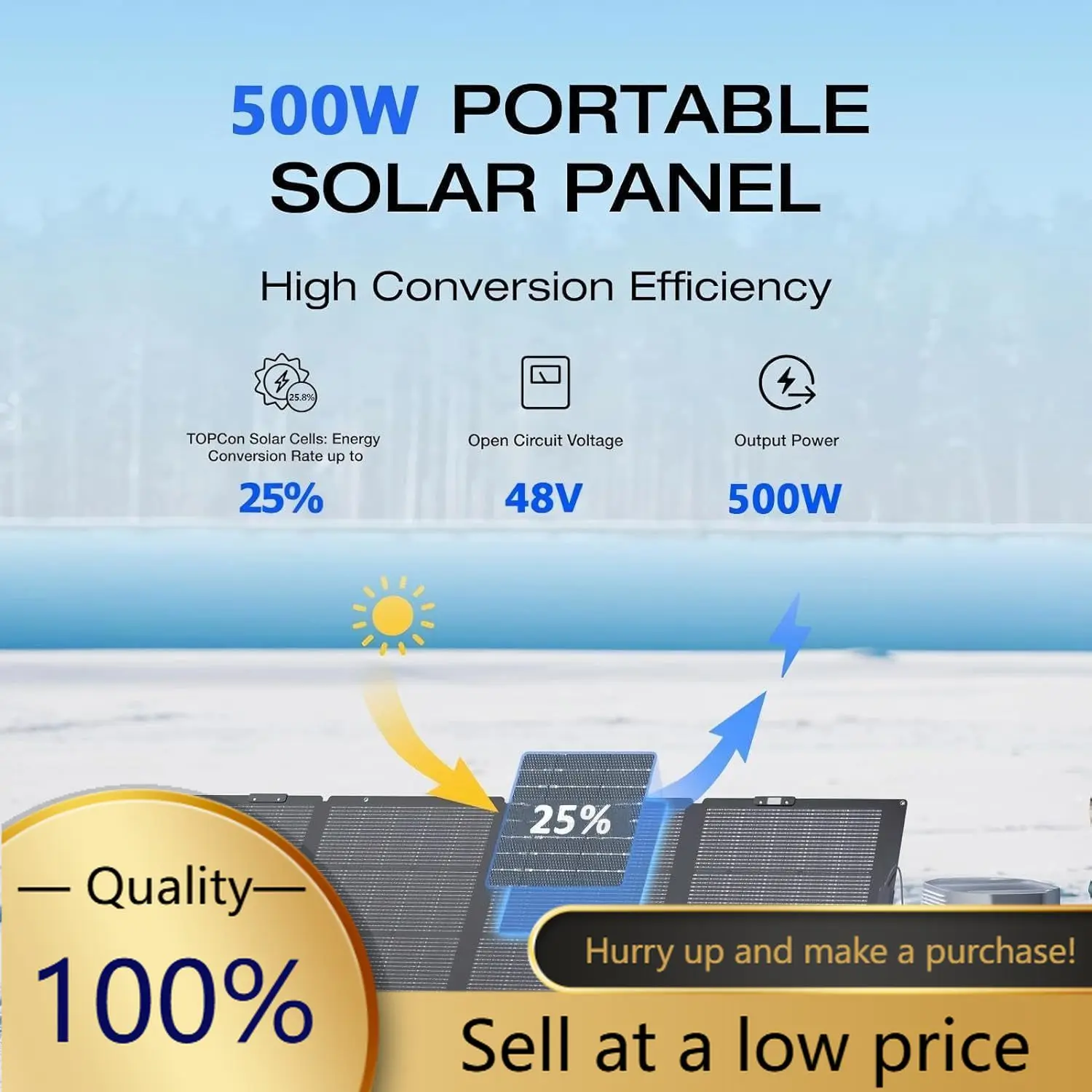 Hot-selling500W Portable Solar Panel for Power Station, 48V Foldable Solar Power Panels 25% High Efficiency IP68 Waterproof with
Hot-selling500W Portable Solar Panel for Power Station, 48V Foldable Solar Power Panels 25% High Efficiency IP68 Waterproof with