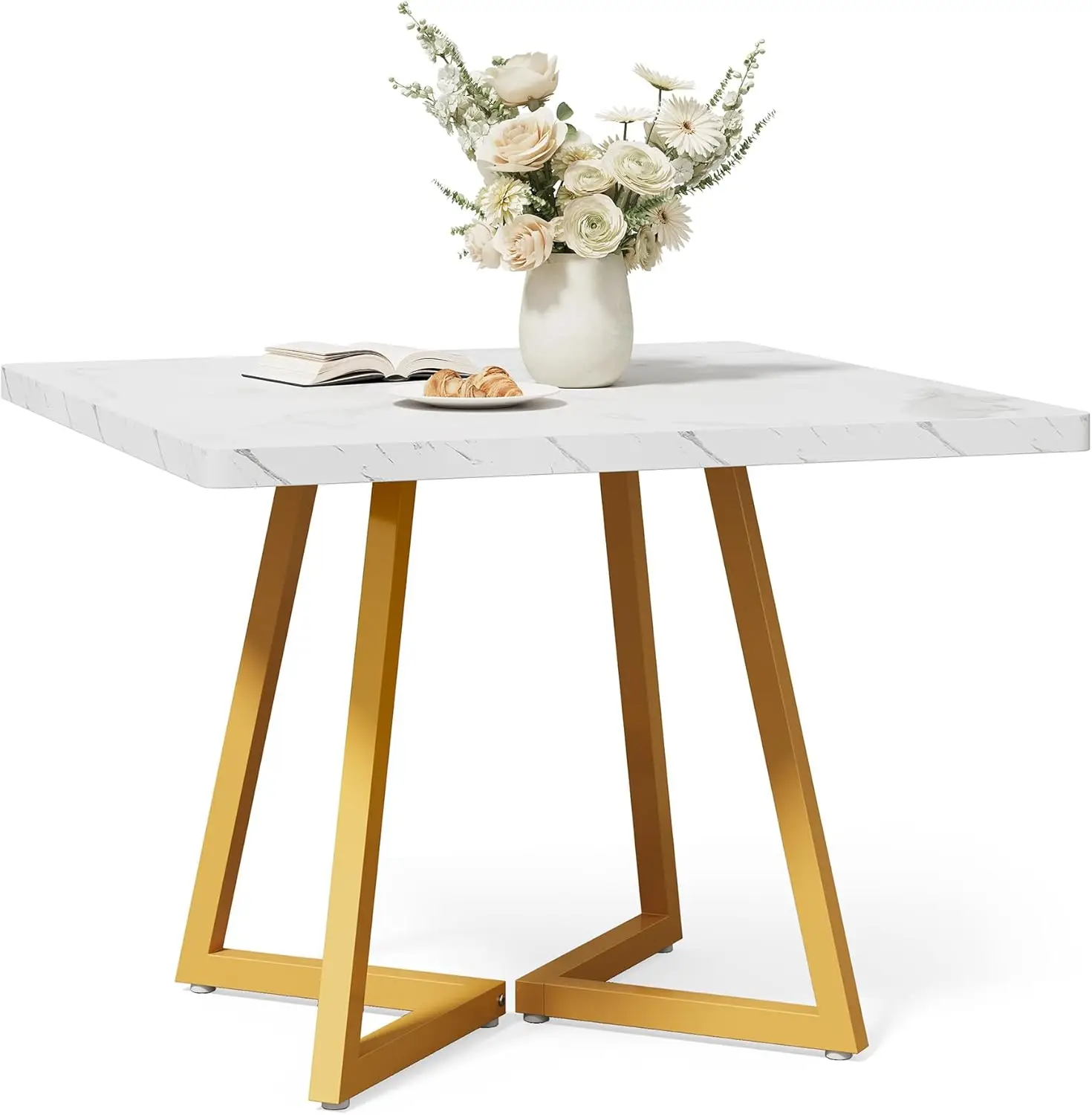 31.5 Inch Square Dining Table for 4, White Gold Wood Top with Metal Legs, Modern Compact Kitchen Table
31.5 Inch Square Dining Table for 4, White Gold Wood Top with Metal Legs, Modern Compact Kitchen Table