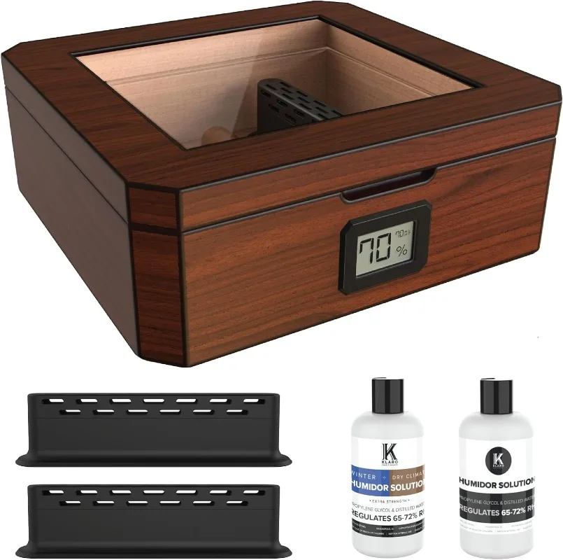 CASE ELEGANCE MAG Cigar Humidor, Walnut Finish, Holds 20-30 Cigars, Glass Top with Magnetic Seal, Octagon Shape,
CASE ELEGANCE MAG Cigar Humidor, Walnut Finish, Holds 20-30 Cigars, Glass Top with Magnetic Seal, Octagon Shape,