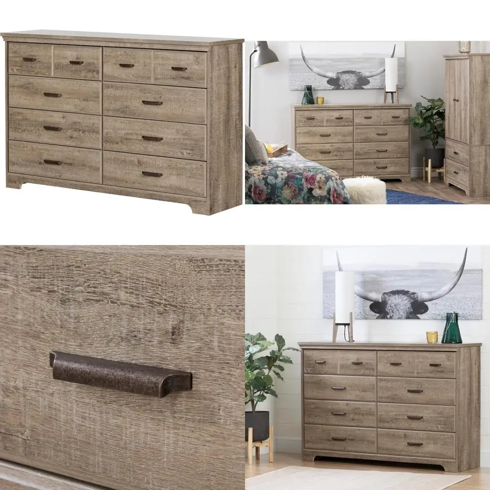 8-drawer double dresser in weathered oak with vintage handles
8-drawer double dresser in weathered oak with vintage handles