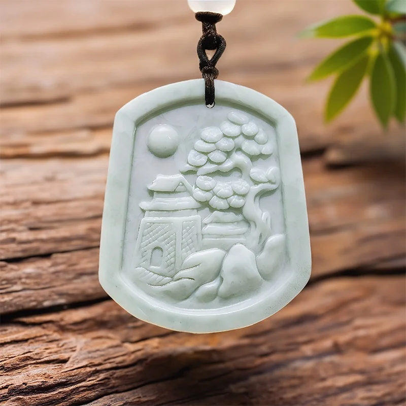 Green Real Jade Landscape Pendant Necklace Gemstones Designer Talismans Charm Natural Jewelry Fashion Carved Amulet
Green Real Jade Landscape Pendant Necklace Gemstones Designer Talismans Charm Natural Jewelry Fashion Carved Amulet