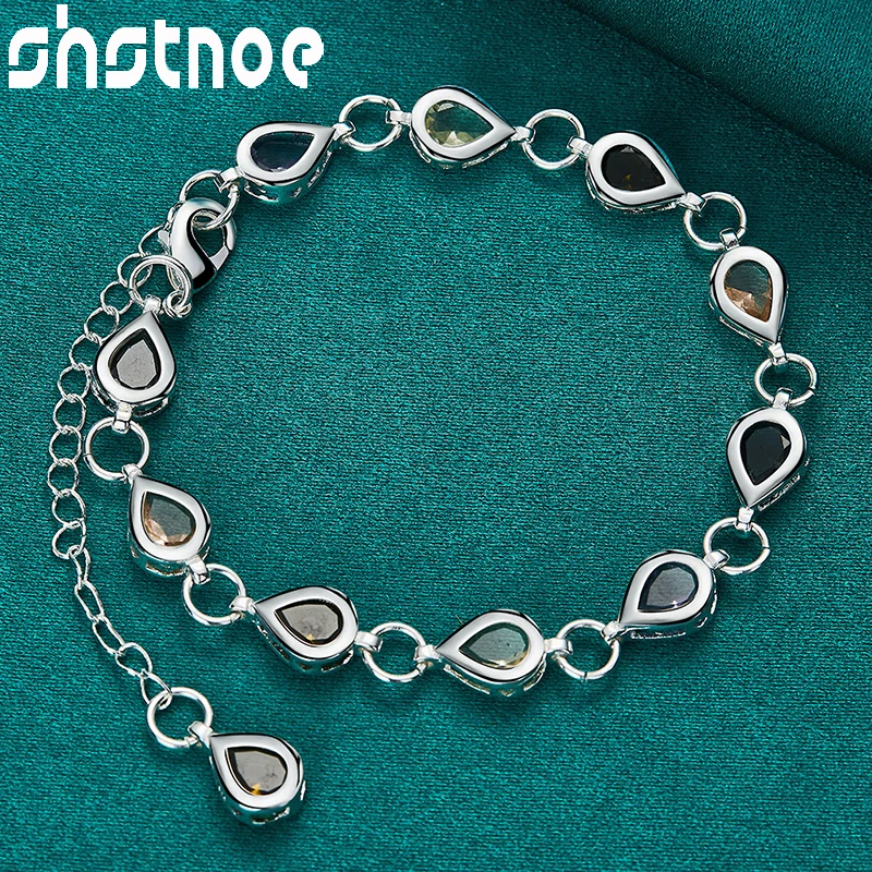 SHSTONE 925 Sterling Silver Multicolor AAA Zircon Water Drop Link Chain Bracelets Gift Noble Jewelry For Women Christmas Party
SHSTONE 925 Sterling Silver Multicolor AAA Zircon Water Drop Link Chain Bracelets Gift Noble Jewelry For Women Christmas Party