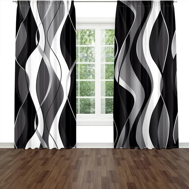 2pcs Set Contemporary Abstract Geometric Curtains - Black & White,Semi-Transparent Privacy Drapes for Living Room and Bedroom
2pcs Set Contemporary Abstract Geometric Curtains - Black & White,Semi-Transparent Privacy Drapes for Living Room and Bedroom