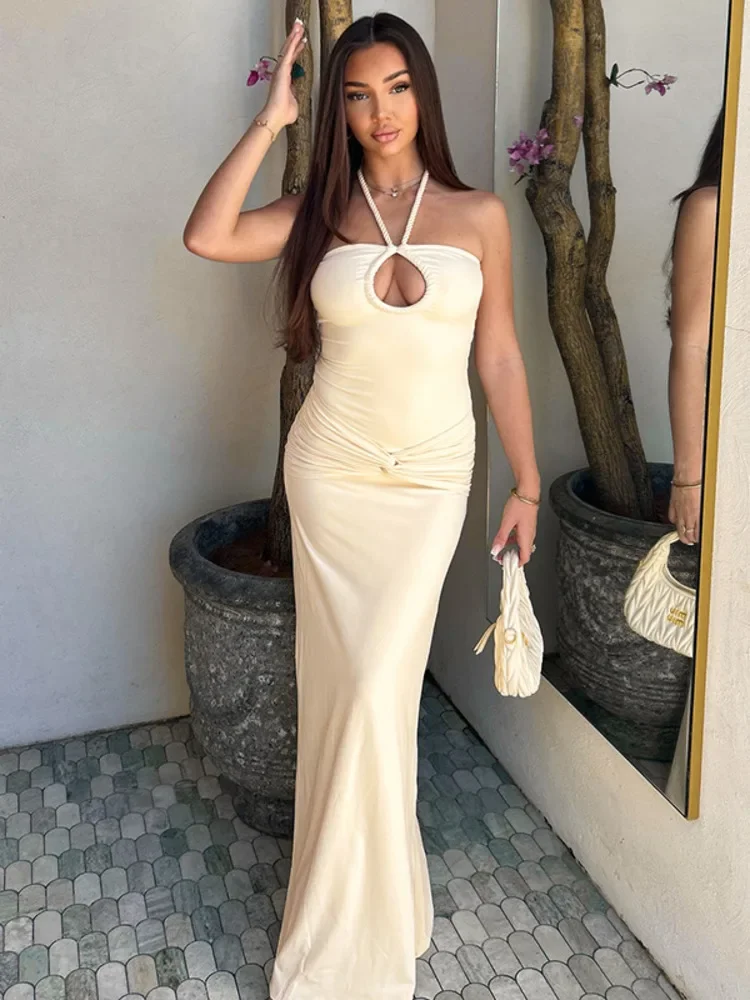 Halter Off-shoulder Sexy Maxi Dress For Women Fashion Hollow Out Strapless Sleeveless Backless Bodycon Club Long Dress
Halter Off-shoulder Sexy Maxi Dress For Women Fashion Hollow Out Strapless Sleeveless Backless Bodycon Club Long Dress