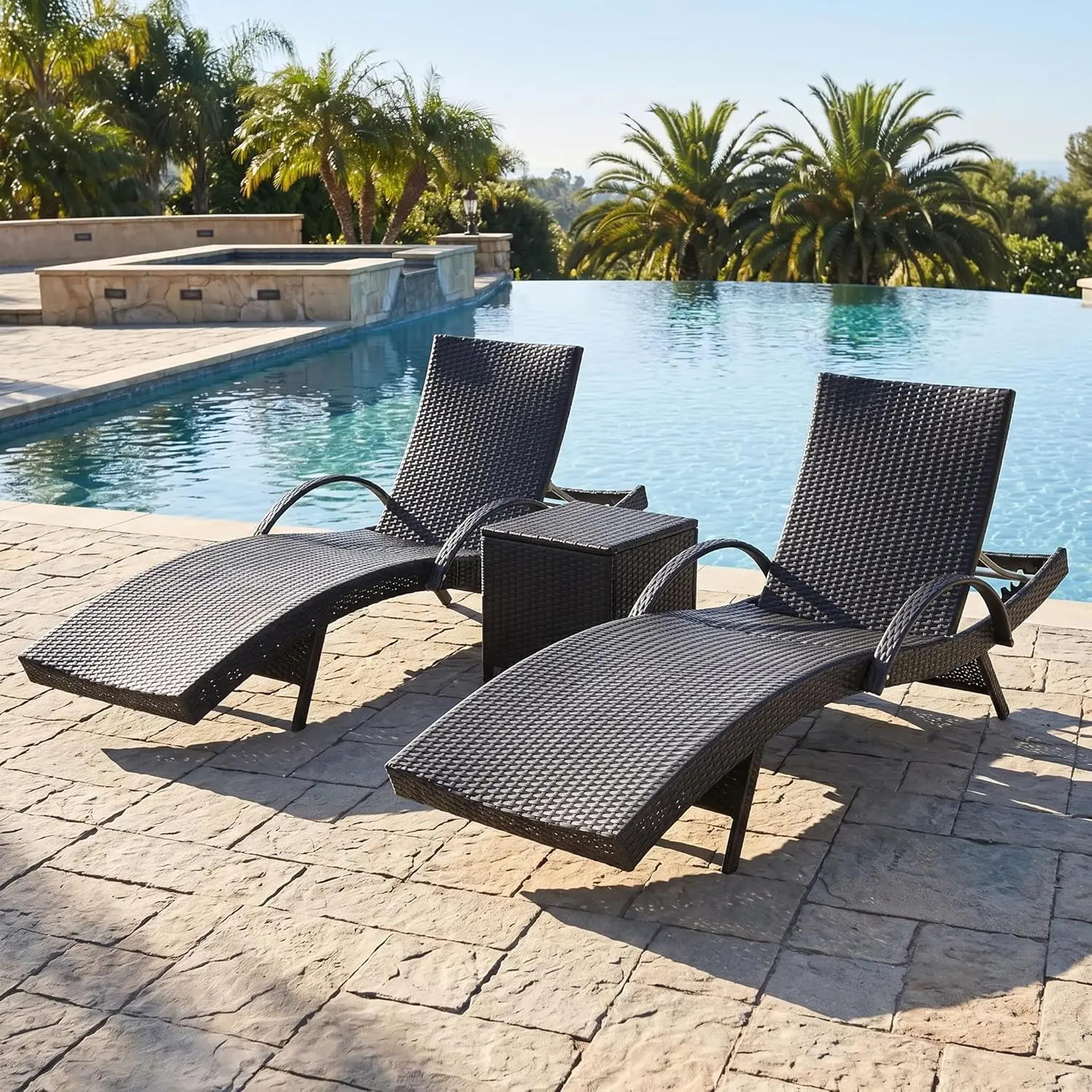 Adjustable Backrest Wicker Lounge Chair With Pull-Out Side Table For Patio Pool Garden Backyard Balcony Black, Customized
Adjustable Backrest Wicker Lounge Chair With Pull-Out Side Table For Patio Pool Garden Backyard Balcony Black, Customized