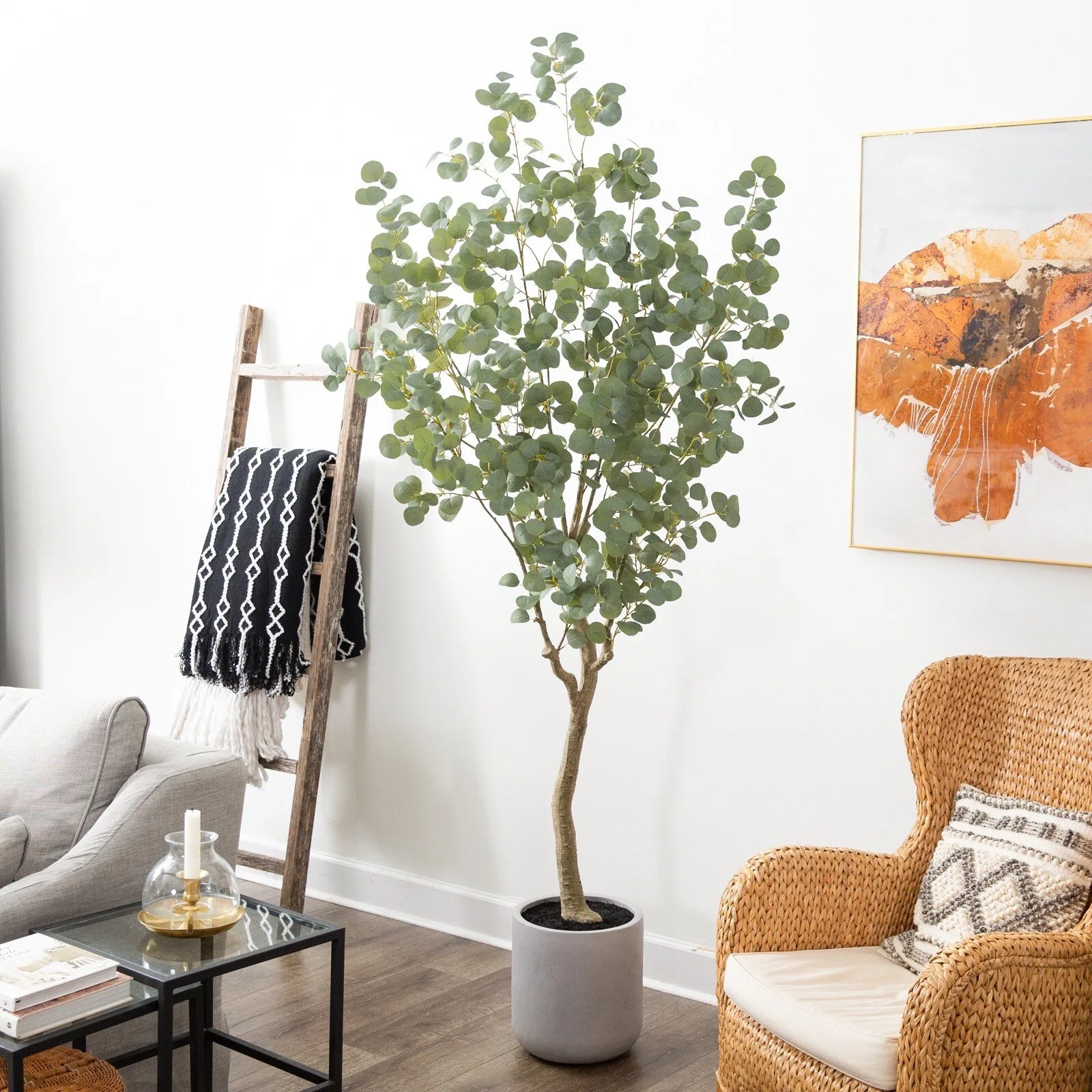 7.5’ Greco Eucalyptus Artificial Tree with Resin Stone Planter.
7.5’ Greco Eucalyptus Artificial Tree with Resin Stone Planter.