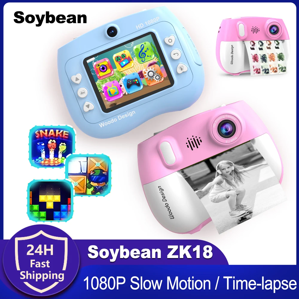 Soybean New Kids Instant Camera ZK18 1080P Dual Lens Selfie Kids Camera Slow Motion Time-lapse Birthday Gift Toy for Girls Boys
Soybean New Kids Instant Camera ZK18 1080P Dual Lens Selfie Kids Camera Slow Motion Time-lapse Birthday Gift Toy for Girls Boys