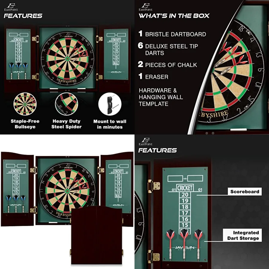 Official Size Dart Board Cabinet Set- Easy-Assembly Complete with 6 Deluxe Steel Tip Darts and Accessories -Premium Darts Set w
Official Size Dart Board Cabinet Set- Easy-Assembly Complete with 6 Deluxe Steel Tip Darts and Accessories -Premium Darts Set w