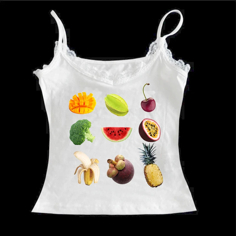 Summer new women's street fashion Y2k camisole pants retro creative printed fruit top slim fit solid color simple sexy T-shirt
Summer new women's street fashion Y2k camisole pants retro creative printed fruit top slim fit solid color simple sexy T-shirt