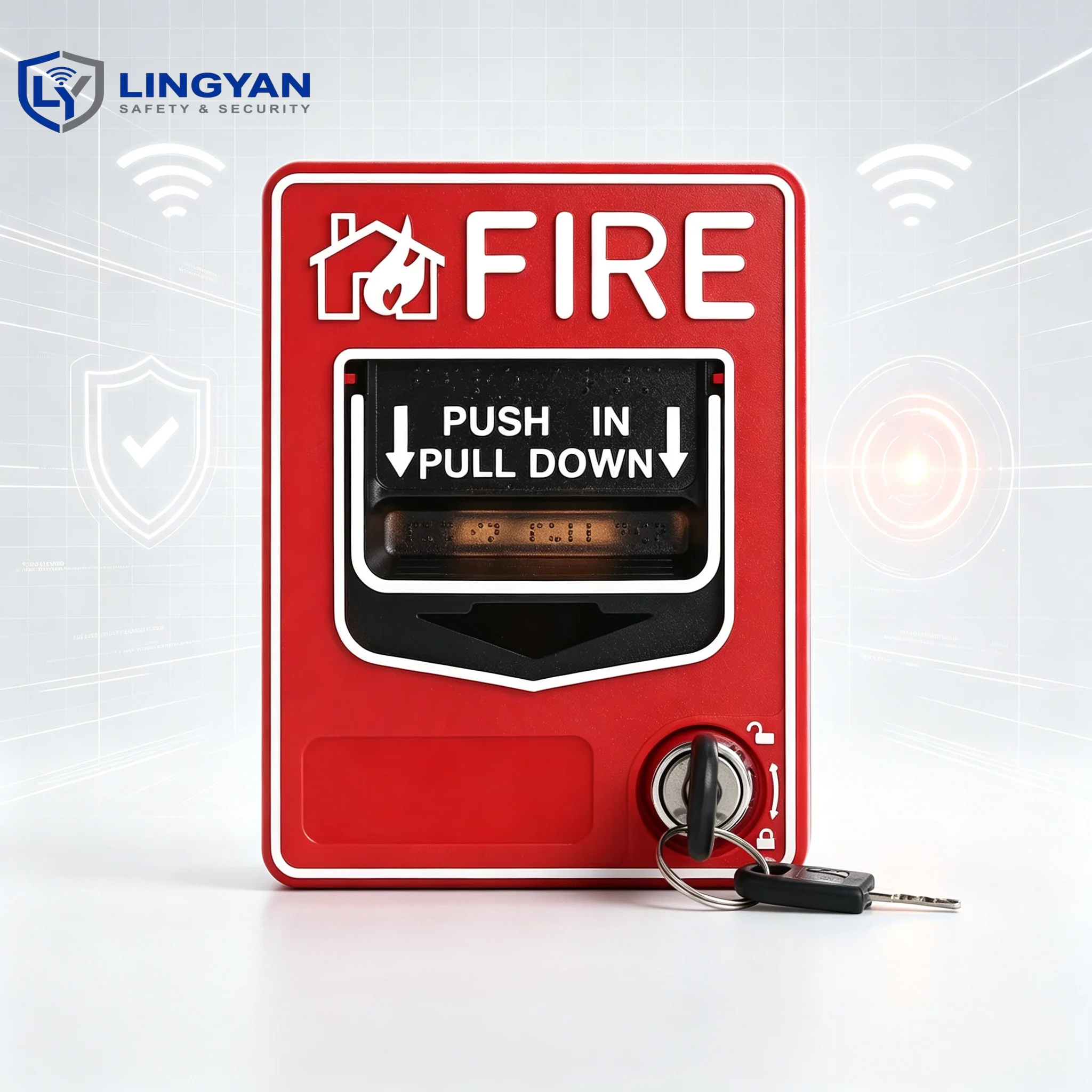 Wired Emergency Alarm Button, 24V conventional type, resettable pull station equipped with safety key for fire alert
Wired Emergency Alarm Button, 24V conventional type, resettable pull station equipped with safety key for fire alert
