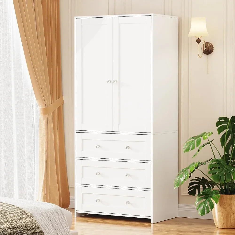 Armoire Wardrobe Closet with Drawers and Mirror, 71" Clothing Storage Cabinet with Hanging Rod, 2 Doors Wooden Wardrobe C
Armoire Wardrobe Closet with Drawers and Mirror, 71" Clothing Storage Cabinet with Hanging Rod, 2 Doors Wooden Wardrobe C