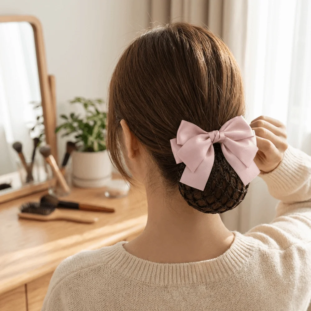 Fashion Comfortable Bowknot Knit Hair Net Elegant Vintage Korean Bun Snood Spring Clip Double Layer Cover Net Hair Clip Female
Fashion Comfortable Bowknot Knit Hair Net Elegant Vintage Korean Bun Snood Spring Clip Double Layer Cover Net Hair Clip Female
