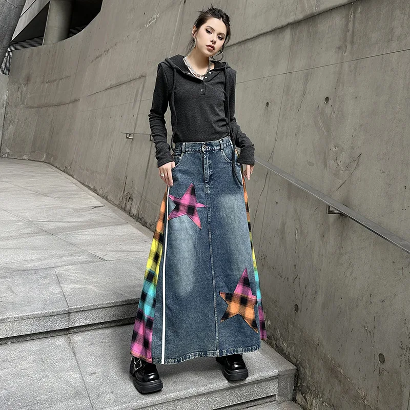 2025 High Elastic Waist Blue Back Plaid Denim Long A-line Half-body Skirt Women Fashion Tide New Spring Autumn
2025 High Elastic Waist Blue Back Plaid Denim Long A-line Half-body Skirt Women Fashion Tide New Spring Autumn