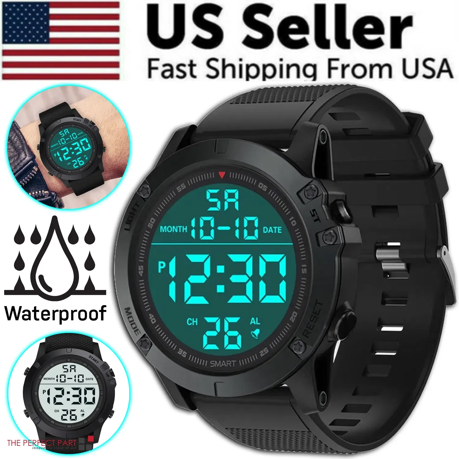 Waterproof Digital Sports Watch Military Tactical LED Backlight Wristwatch Men
Waterproof Digital Sports Watch Military Tactical LED Backlight Wristwatch Men