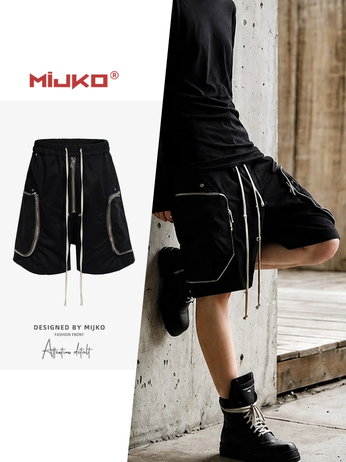 MIJKO Short Pants Pockets and Multiple Zippers Shorts 8538
MIJKO Short Pants Pockets and Multiple Zippers Shorts 8538