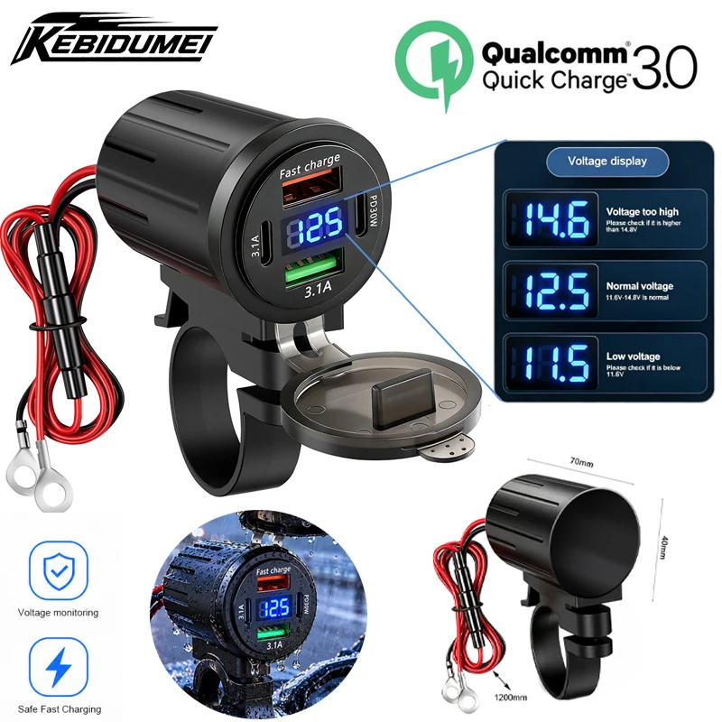 QC3.0 PD Motorcycle Charger Adapter Socket Outlet 12V-24V Handlebar Mounting Chargers Fast Charging Waterproof Power Adapter
QC3.0 PD Motorcycle Charger Adapter Socket Outlet 12V-24V Handlebar Mounting Chargers Fast Charging Waterproof Power Adapter