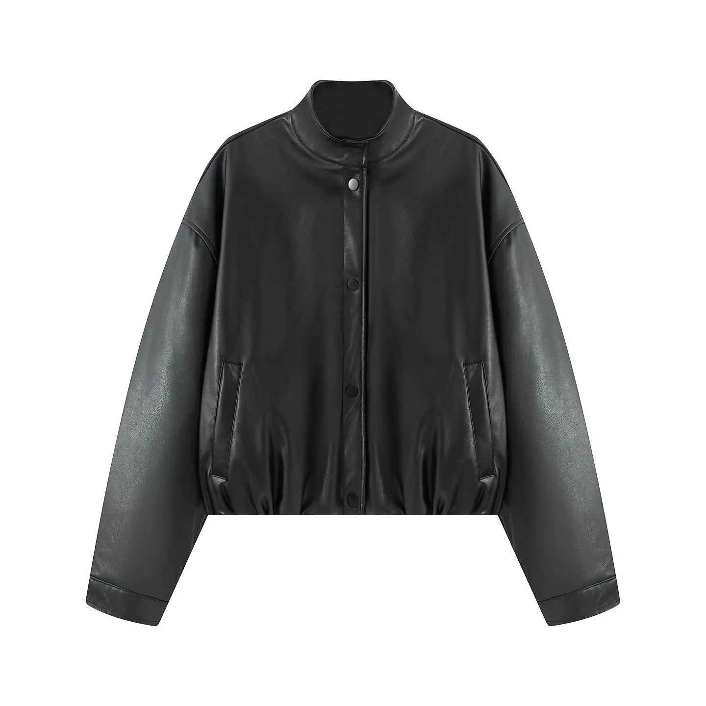 New Fall Women's Faux Leather Jacket High-Neck Long-Sleeve Jacket Button Pocket Design
New Fall Women's Faux Leather Jacket High-Neck Long-Sleeve Jacket Button Pocket Design